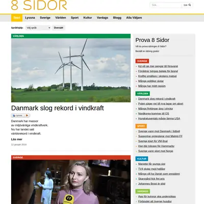 8 SIDOR - lättlästa nyheter startsida 2018
