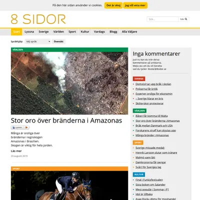 8 SIDOR - lättlästa nyheter startsida 2019