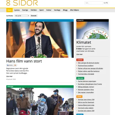 8 SIDOR - lättlästa nyheter startsida 2020