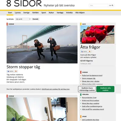 8 SIDOR - lättlästa nyheter startsida 2023
