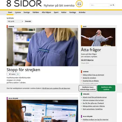 8 SIDOR - lättlästa nyheter startsida 2024
