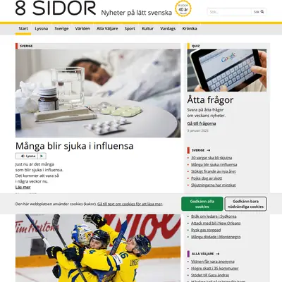 8 SIDOR - lättlästa nyheter startsida 2025