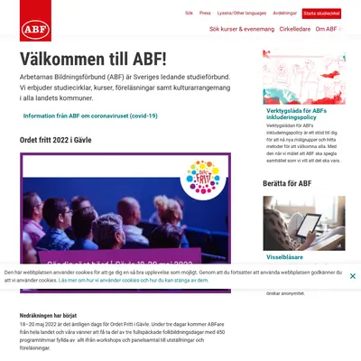 ABF Gällivare startsida 2022