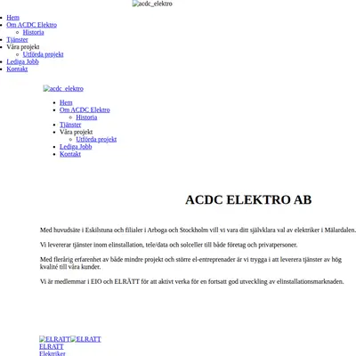 www.acdcelektro.se startsida 2016