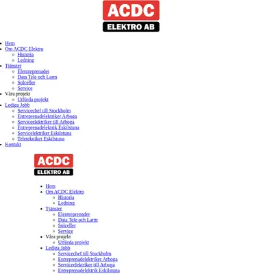 www.acdcelektro.se startsida 2018