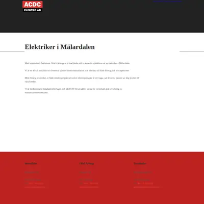 www.acdcelektro.se startsida 2021