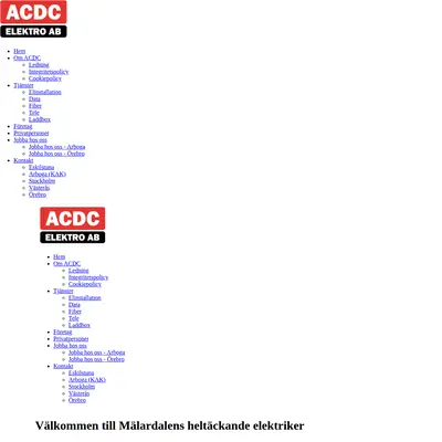 www.acdcelektro.se startsida 2025