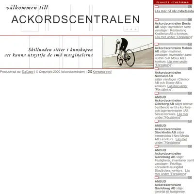 Ackordscentralen Nyheter startsida 2001