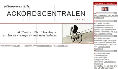 Ackordscentralen Nyheter startsida 2002