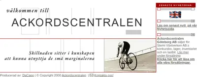 Ackordscentralen Nyheter startsida 2003