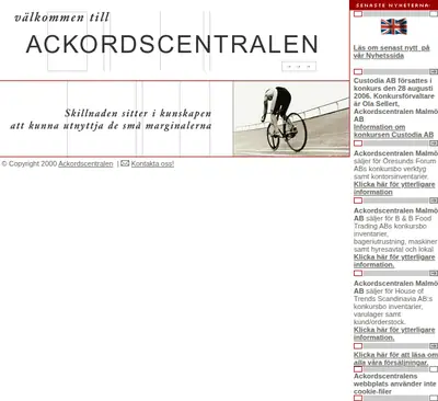 Ackordscentralen Nyheter startsida 2007