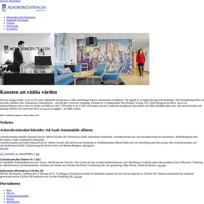 Ackordscentralen Nyheter startsida 2012