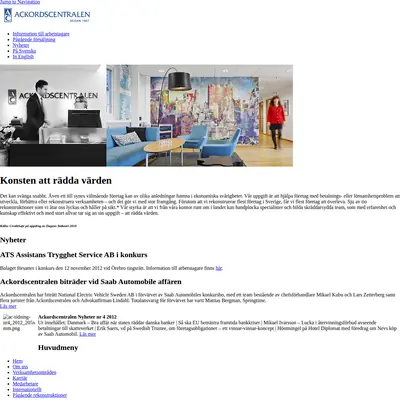 Ackordscentralen Nyheter startsida 2013