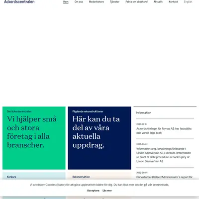 Ackordscentralen Nyheter startsida 2021