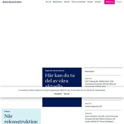 Ackordscentralen Nyheter startsida 2023
