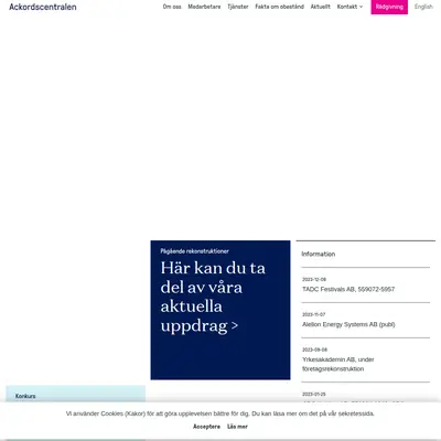 Ackordscentralen Nyheter startsida 2024