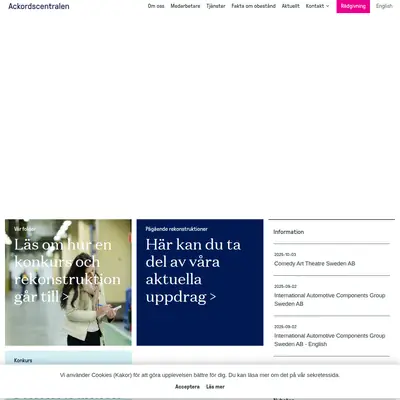 Ackordscentralen Nyheter startsida 2026