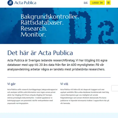actapublica.se startsida 2020