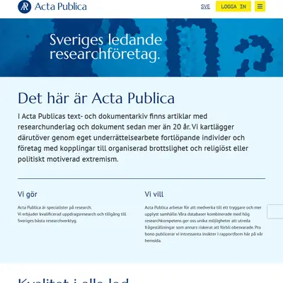 actapublica.se startsida 2025