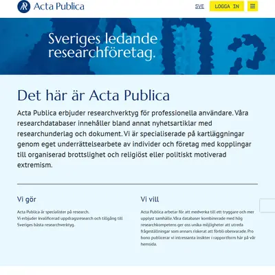 actapublica.se startsida 2026