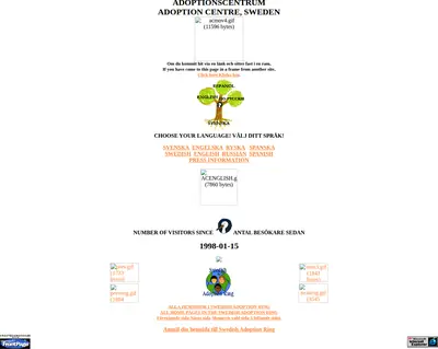 Adoptionscentrum Uppland startsida 1998