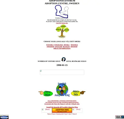 Adoptionscentrum Uppland startsida 2002