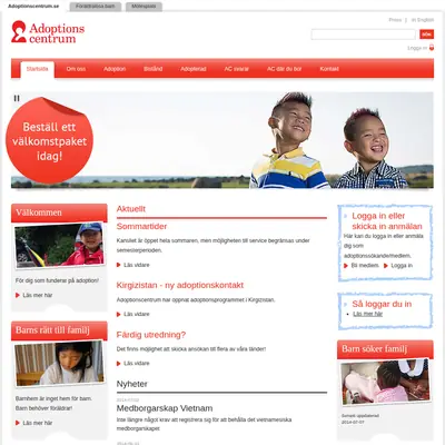 Adoptionscentrum Uppland startsida 2014