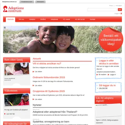 Adoptionscentrum Uppland startsida 2015