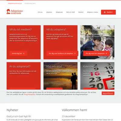 Adoptionscentrum Uppland startsida 2023