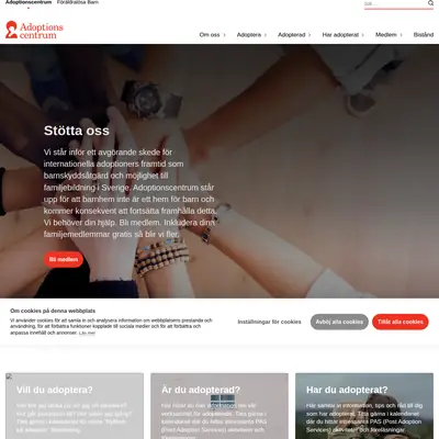 Adoptionscentrum Uppland startsida 2025