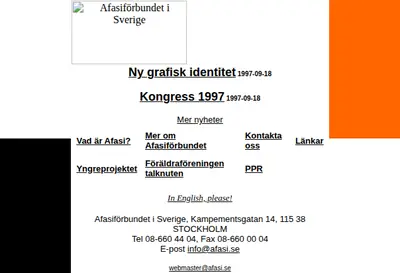 Tidningen Afasi startsida 1998