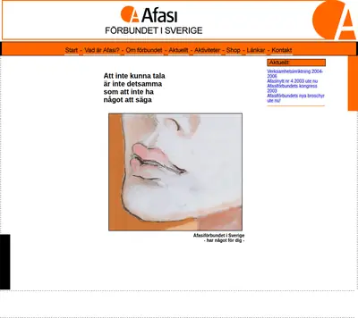 Tidningen Afasi startsida 2005