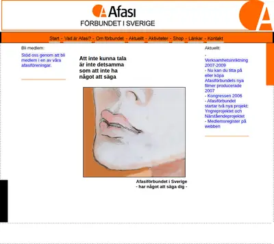 Tidningen Afasi startsida 2008