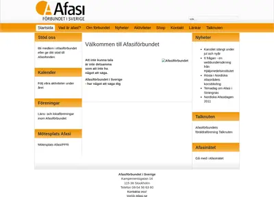 Tidningen Afasi startsida 2012