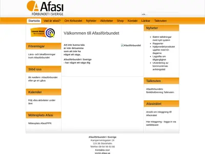 Tidningen Afasi startsida 2013
