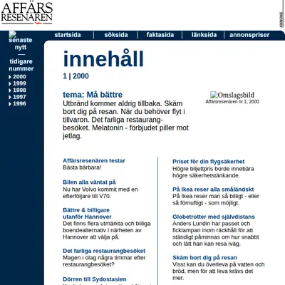 Affärsresenären startsida 2000