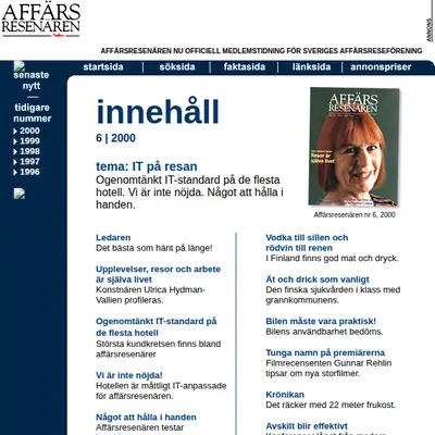 Affärsresenären startsida 2001