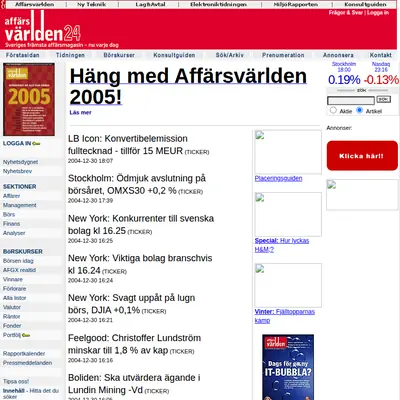 Affärsvärlden startsida 2005