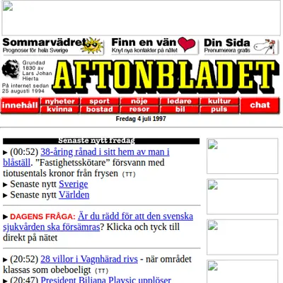 Aftonbladet startsida 1997