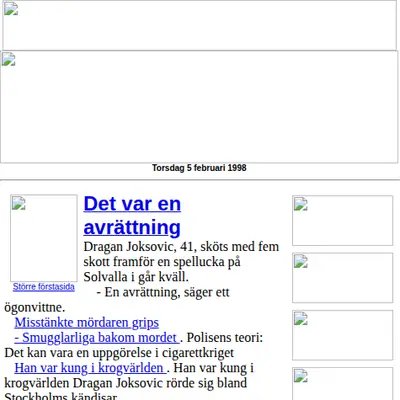 Aftonbladet startsida 1998
