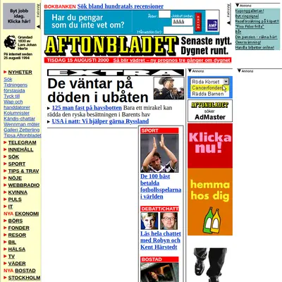 Aftonbladet startsida 2000