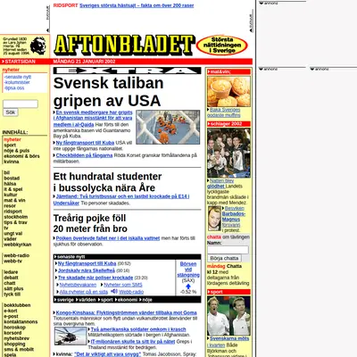 Aftonbladet startsida 2002