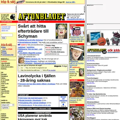 Aftonbladet startsida 2003