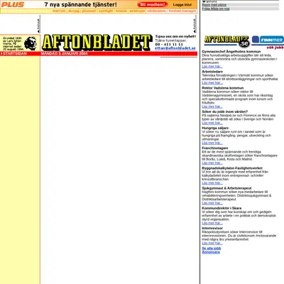 Aftonbladet startsida 2004