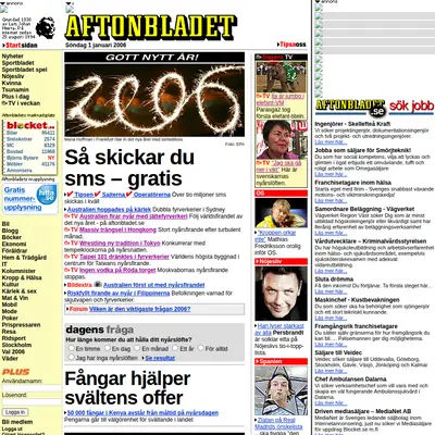 Aftonbladet startsida 2006