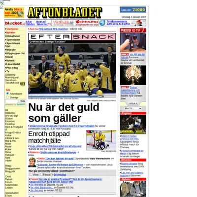 Aftonbladet startsida 2007