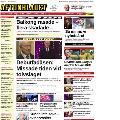 Aftonbladet startsida 2015