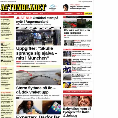 Aftonbladet startsida 2016