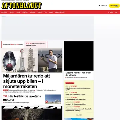 Aftonbladet startsida 2018