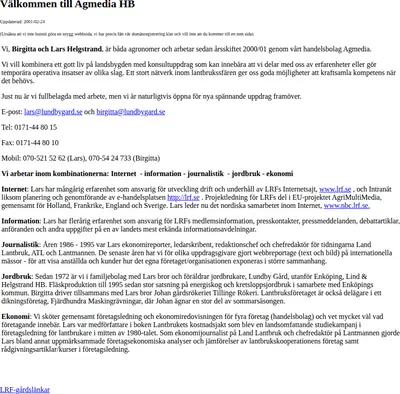 www.agmedia.se startsida 2001
